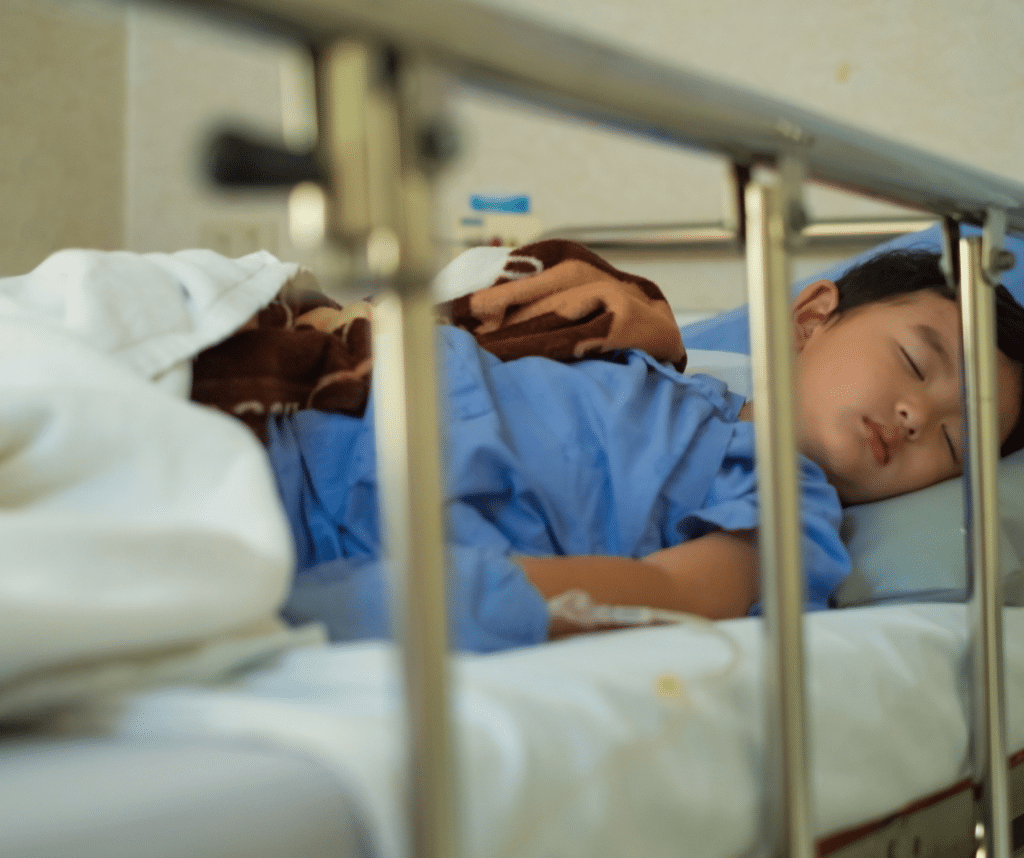 kid laying in hospital bed, is milk bad for you