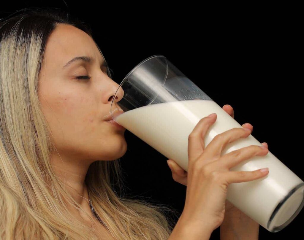 woman drinking milk