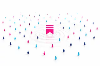 Substack icon surrounded by an illustrated digital audience